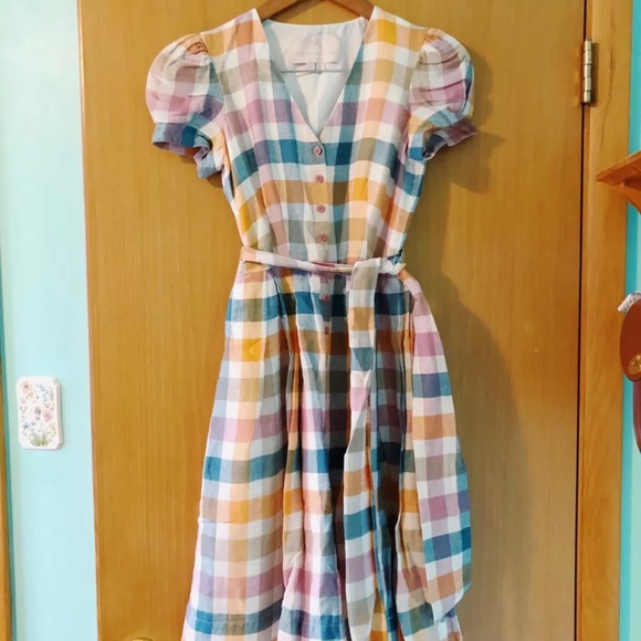 Gal Meets Glam Collection, Linen Check Dress, Size 0 - Picture 13 of 14